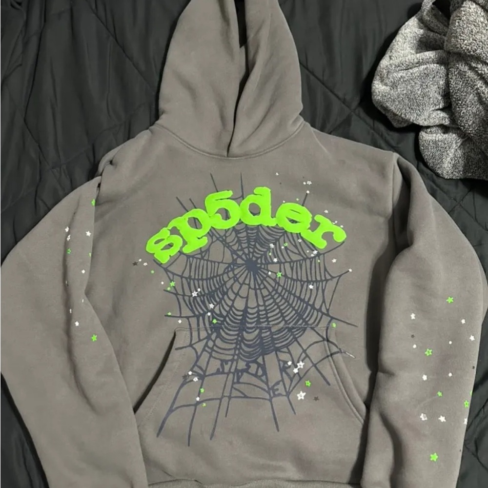 Spyder Gray Hoodie with Bright Green Logo